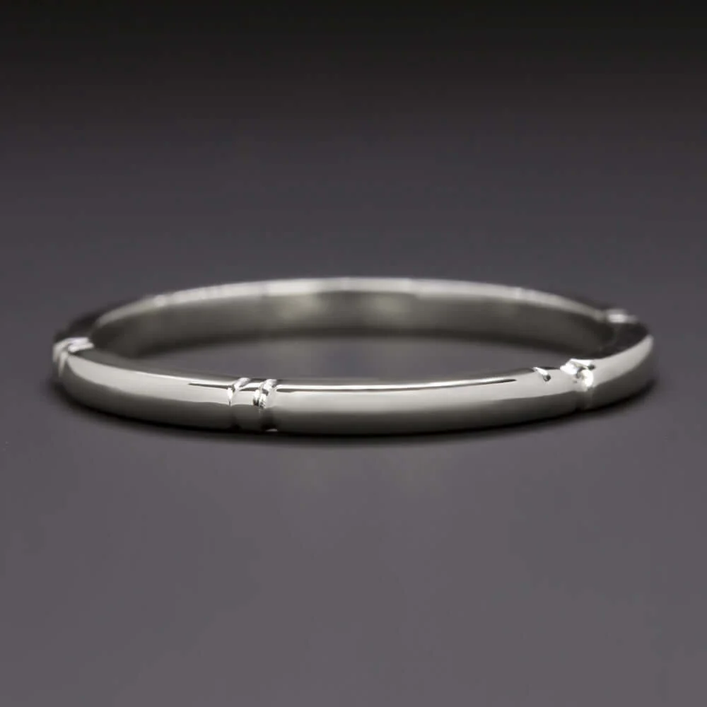 14k WHITE GOLD VINTAGE WEDDING BAND 1.3mm CLASSIC SIMPLE PLAIN RING STACKING