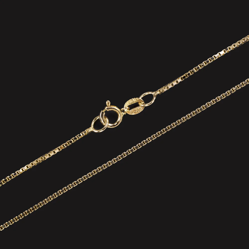14k YELLOW GOLD BOX CHAIN 24 INCH 1mm NECKLACE CLASSIC LONG THIN MENS LADIES - Image 2