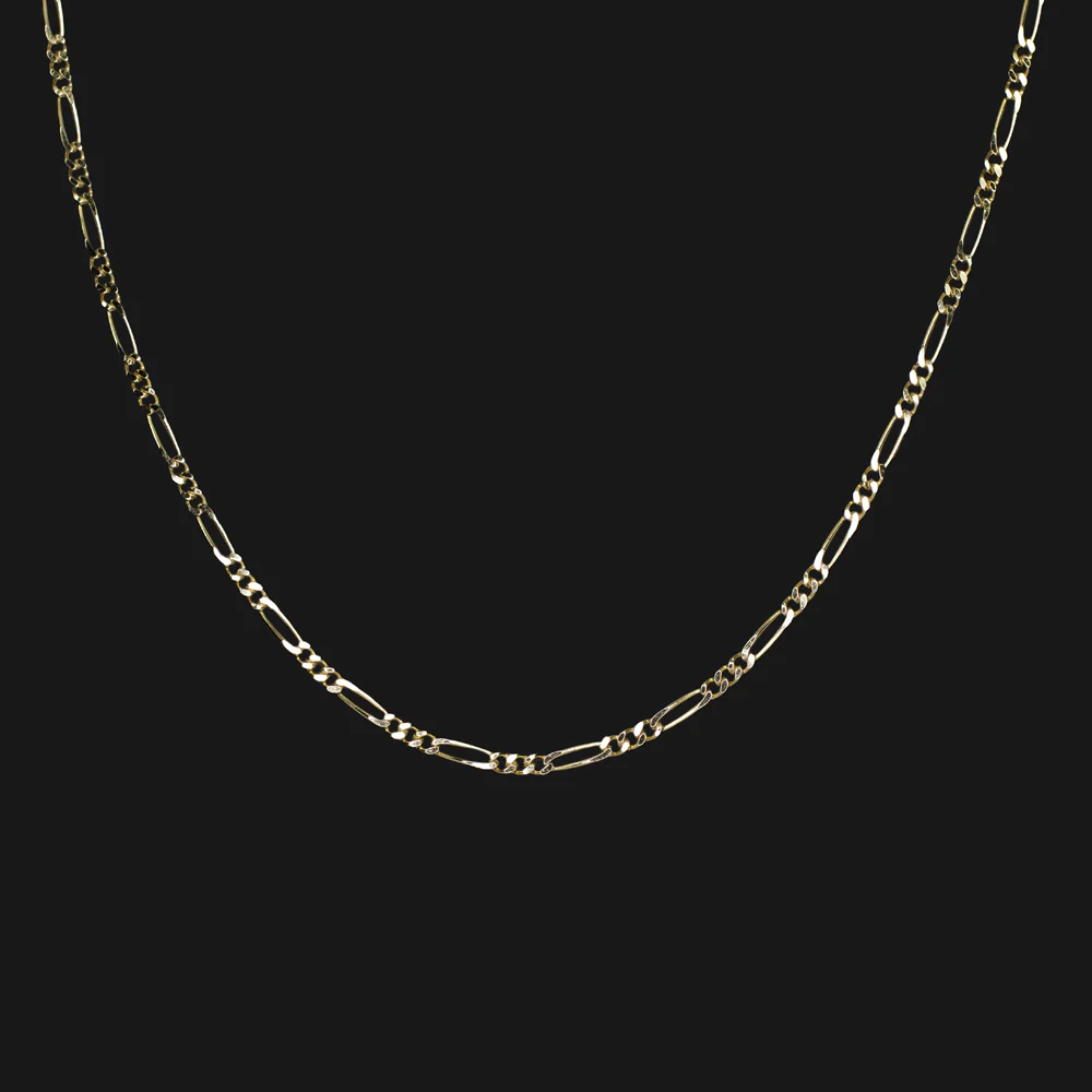14k YELLOW GOLD FIGARO CHAIN 18 INCH 1.8mm NECKLACE CLASSIC ITALIAN MENS LADIES