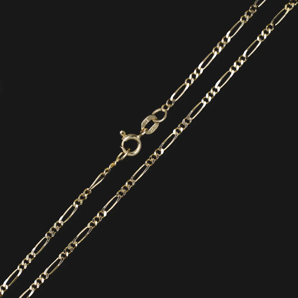 14k YELLOW GOLD FIGARO CHAIN 18 INCH 1.8mm NECKLACE CLASSIC ITALIAN MENS LADIES - Image 2