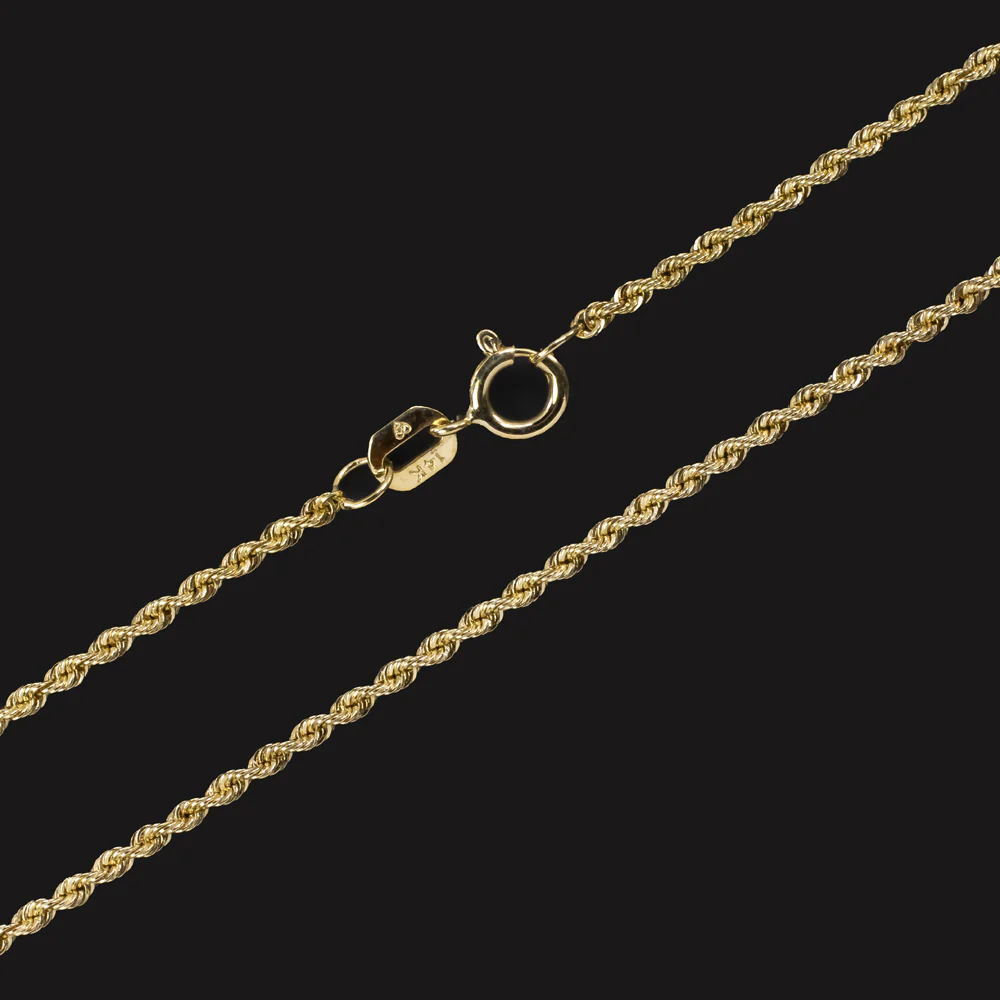 14k YELLOW GOLD ROPE CHAIN 18 INCH 1.3mm NECKLACE CLASSIC TWIST MENS LADIES - Image 2