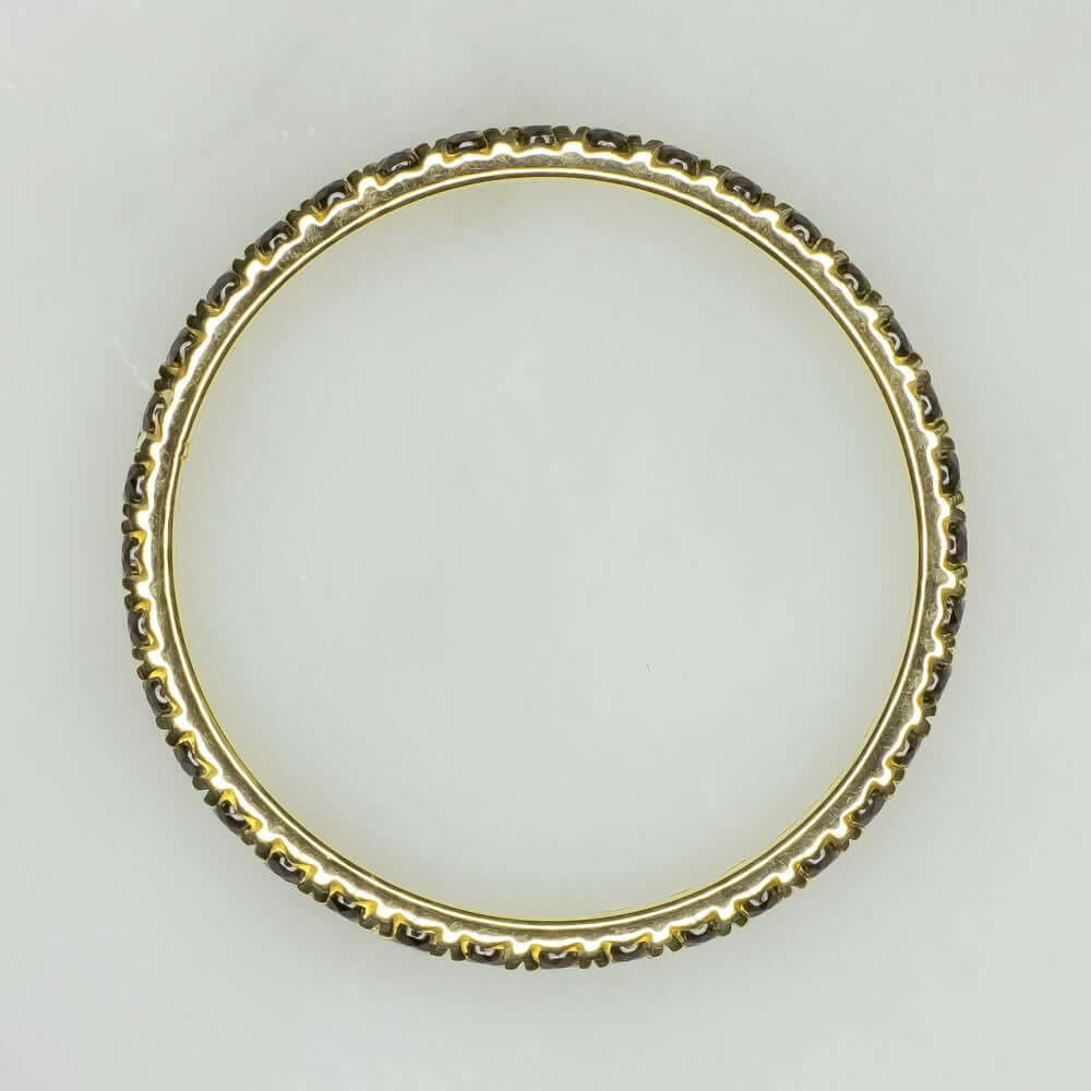 14K YELLOW GOLD SMOKY QUARTZ ETERNITY RING WEDDING BAND STACKING PAVE CHOCOLATE - Image 2