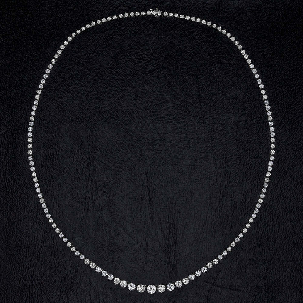 15 CARAT LAB CREATED IDEAL CUT DIAMOND RIVIERA NECKLACE CLASSIC 14k WHITE GOLD - Image 2