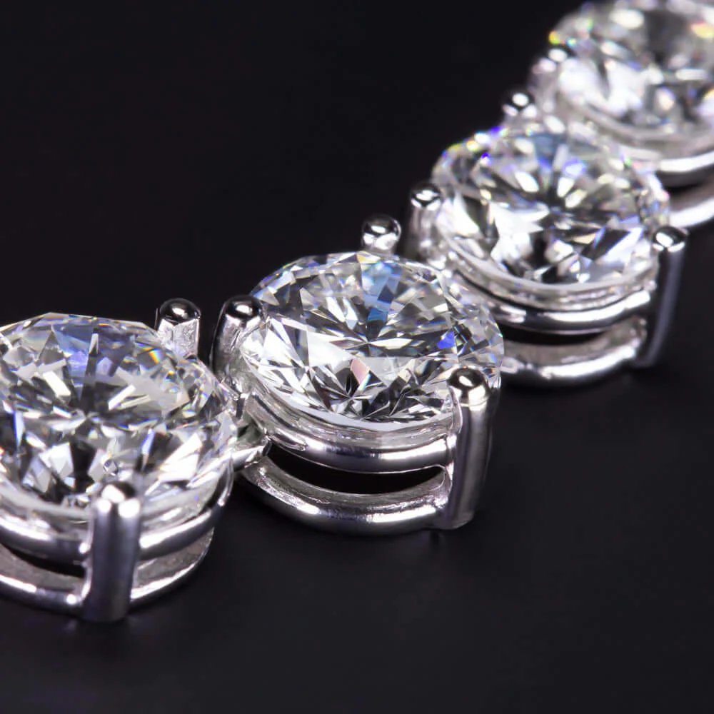 15 CARAT LAB CREATED IDEAL CUT DIAMOND RIVIERA NECKLACE CLASSIC 14k WHITE GOLD - Image 3