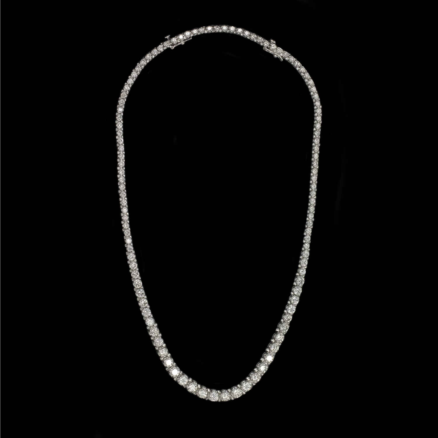 16 CARAT NATURAL DIAMOND RIVIERA NECKLACE 14K WHITE GOLD ROUND CUT TENNIS 16ct