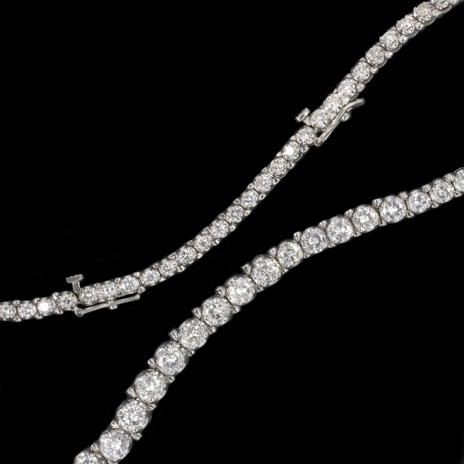 16 CARAT NATURAL DIAMOND RIVIERA NECKLACE 14K WHITE GOLD ROUND CUT TENNIS 16ct - Image 2