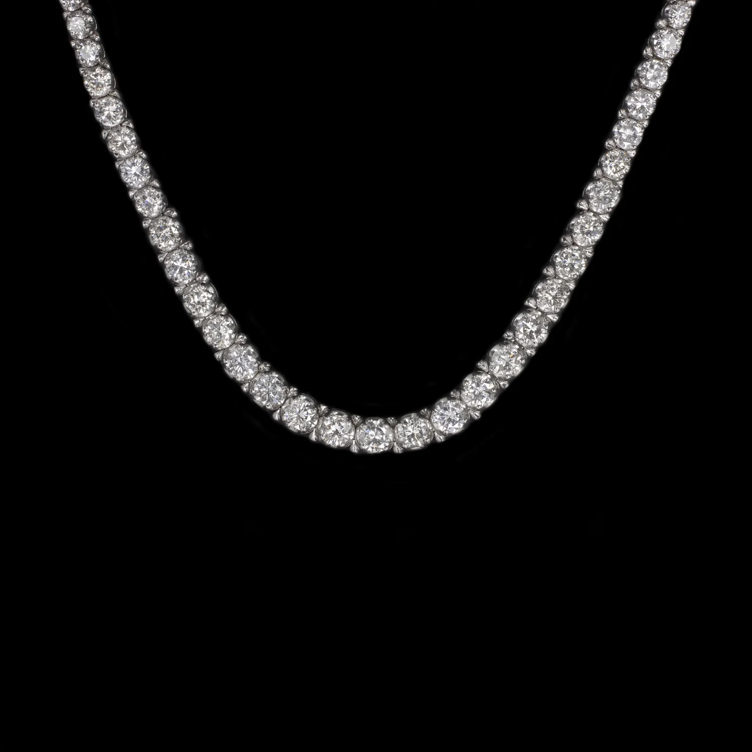 16 CARAT NATURAL DIAMOND RIVIERA NECKLACE 14K WHITE GOLD ROUND CUT TENNIS 16ct - Image 3
