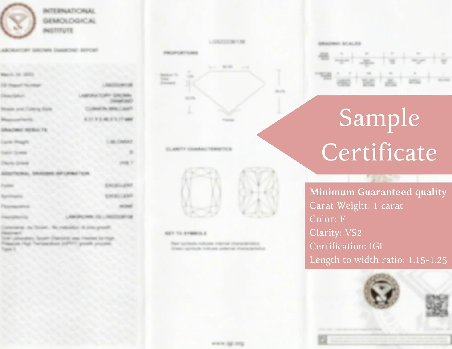 1ct LAB CREATED DIAMOND F VS2 IGI CERTIFIED ELONGATED CUSHION SHAPE CUT LOOSE - Image 2