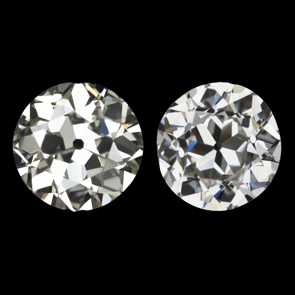 1ct OLD EUROPEAN CUT DIAMOND STUD EARRINGS GIA CERTIFIED G VS PAIR LOOSE NATURAL