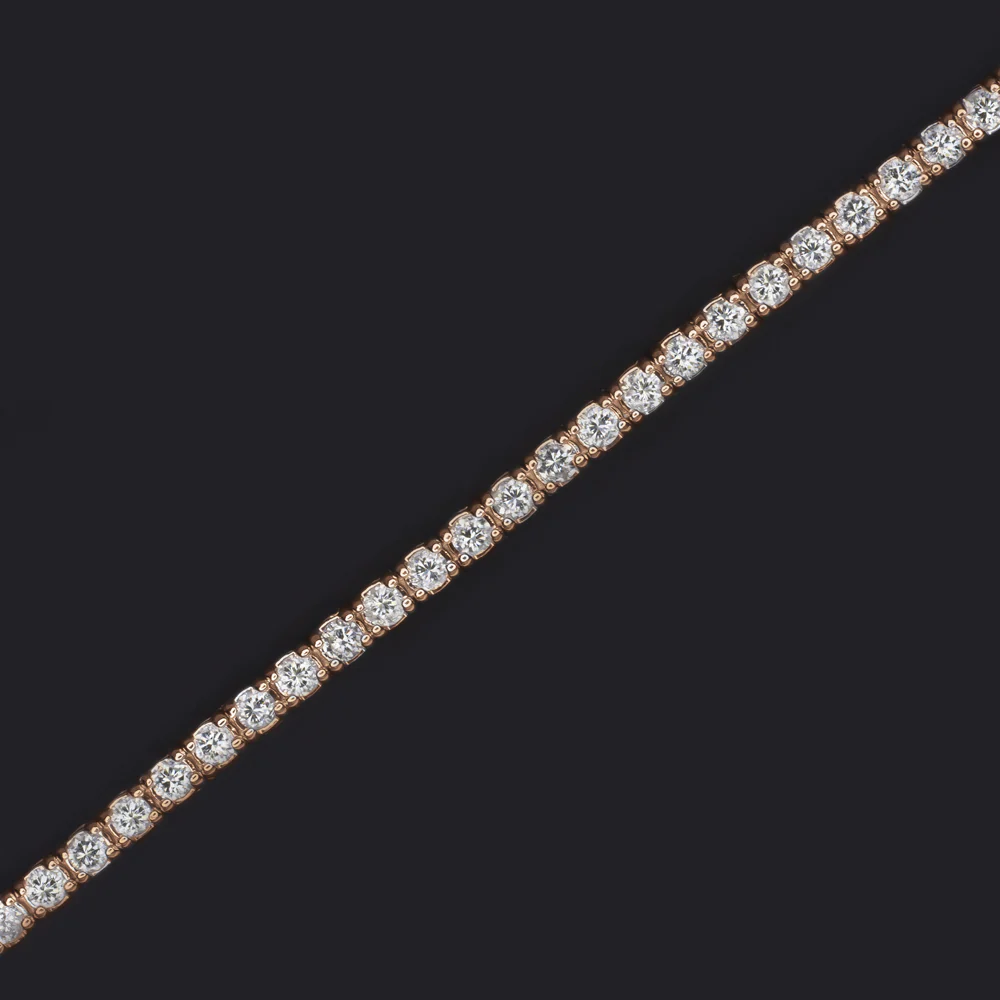 1ct VERY GOOD CUT DIAMOND TENNIS BRACELET 14K ROSE GOLD ROUND BRILLIANT NATURAL
