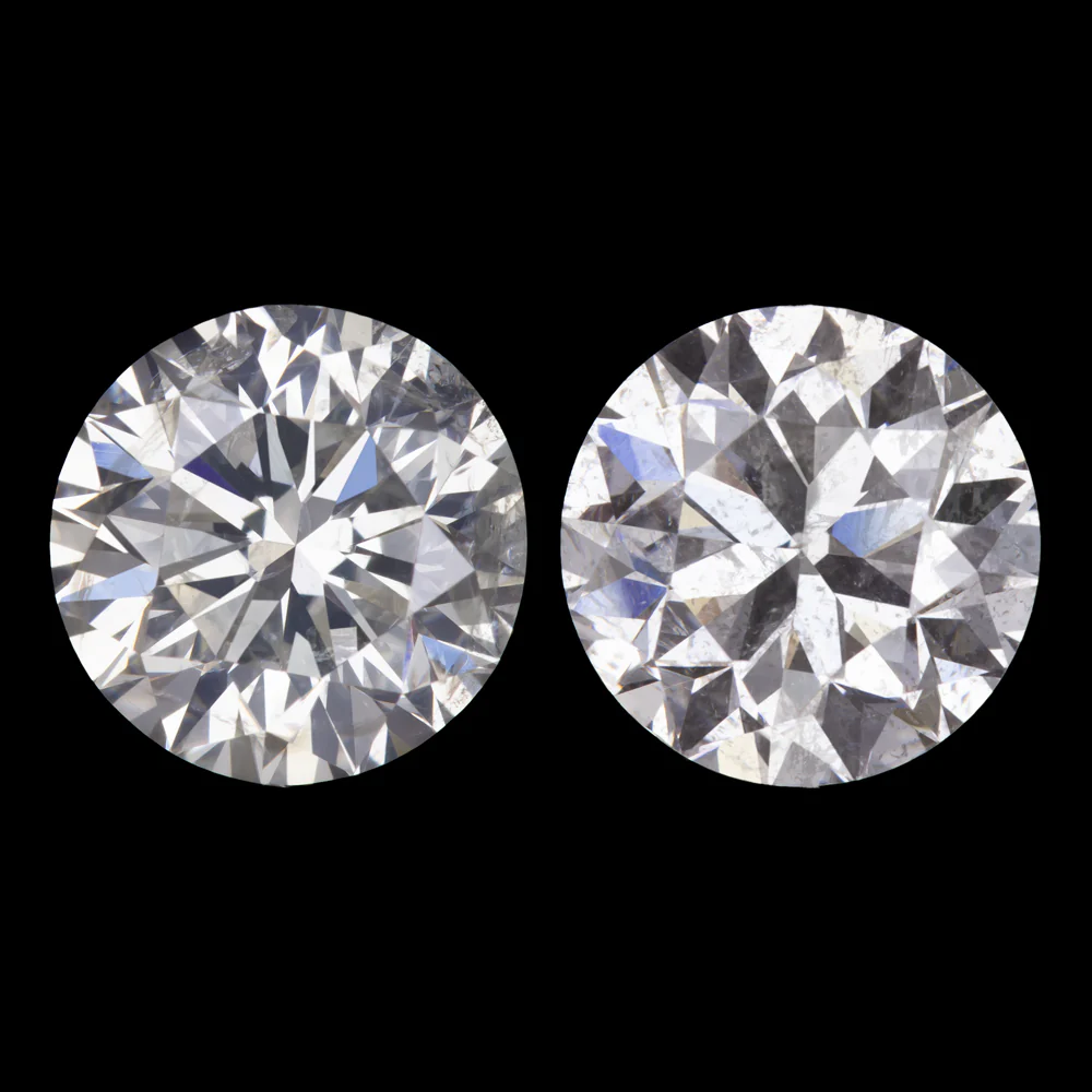 2.11ct ROUND BRILLIANT CUT NATURAL DIAMOND STUD EARRINGS MATCHING PAIR CLASSIC