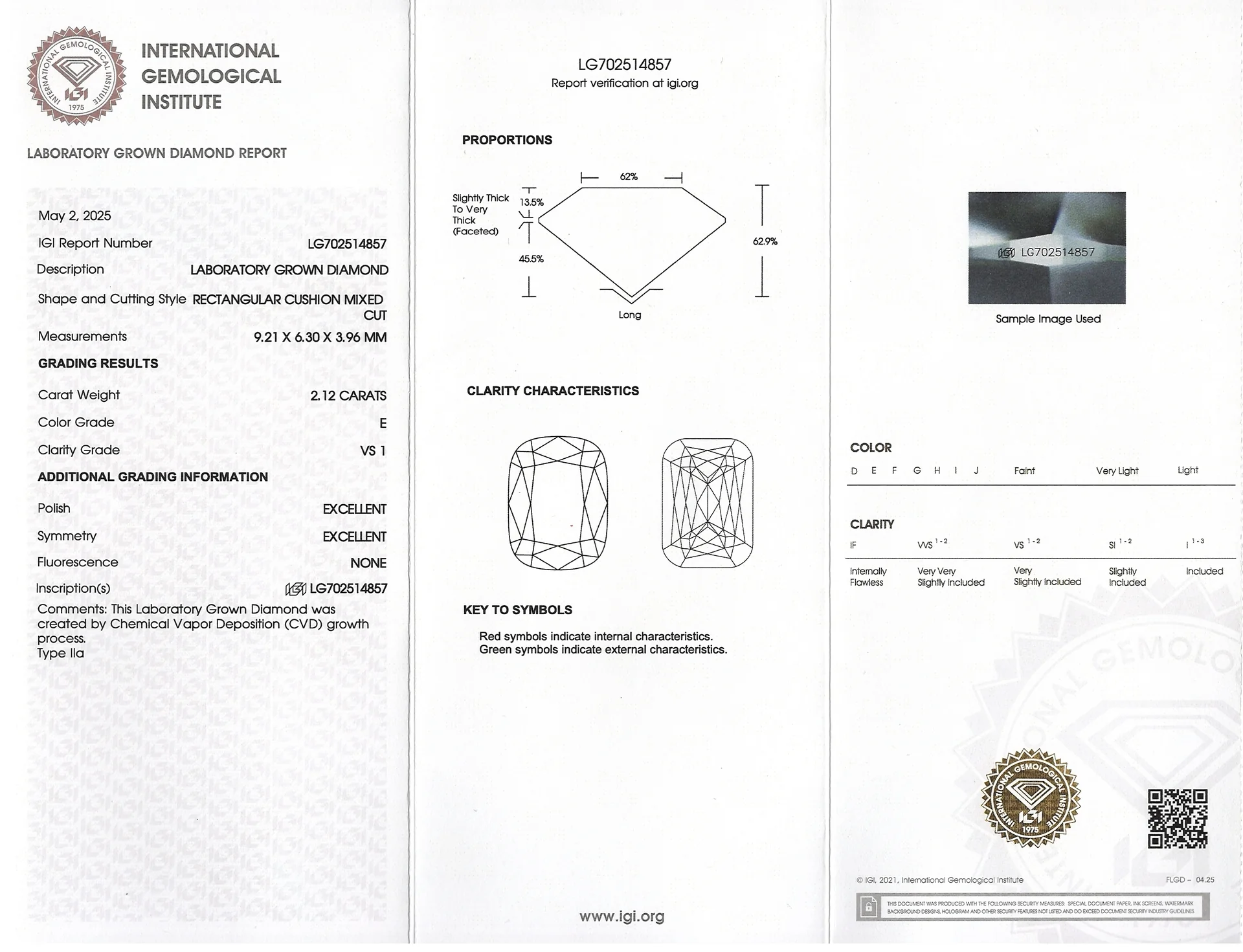 2.12ct LAB CREATED DIAMOND ASHOKA CRISS CUT CERTIFIED E VS RADIANT CUSHION SHAPE - Image 2