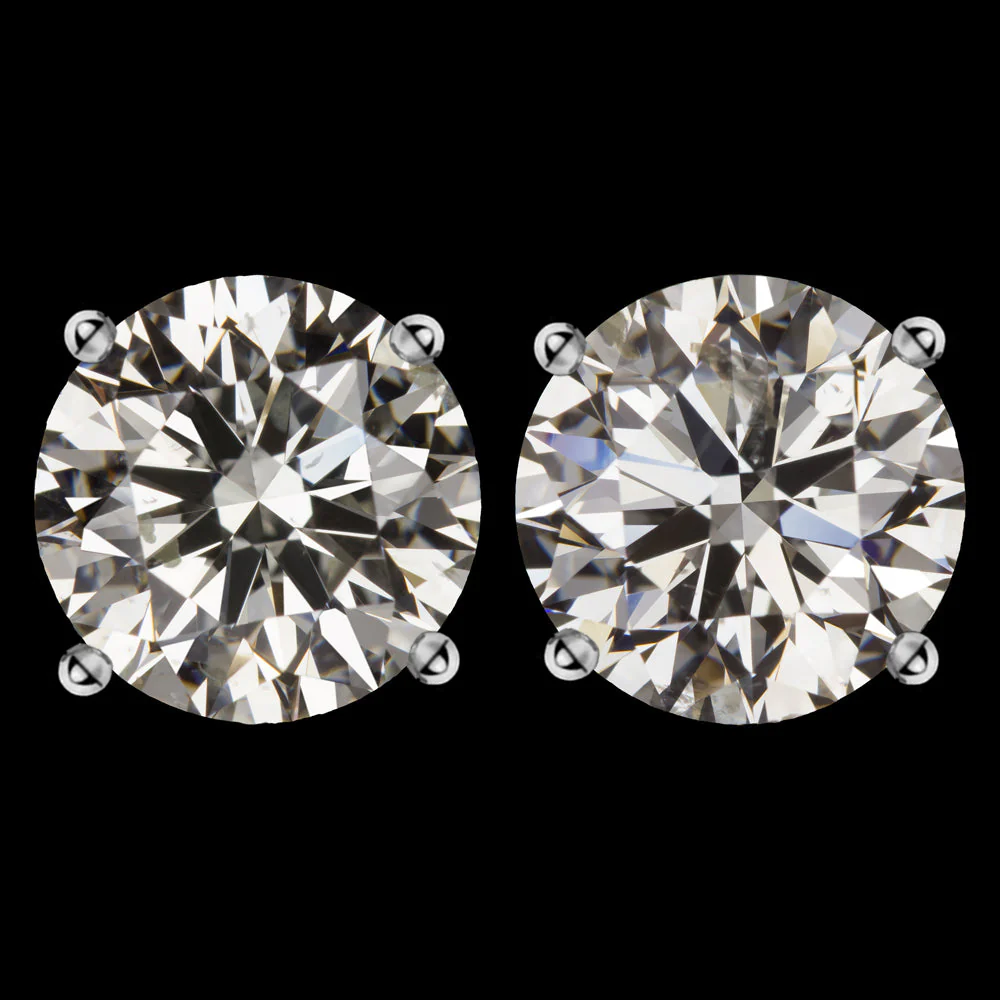 2.18ct EXCELLENT CUT DIAMOND STUD EARRINGS ROUND BRILLIANT MATCHING PAIR 2 CARAT