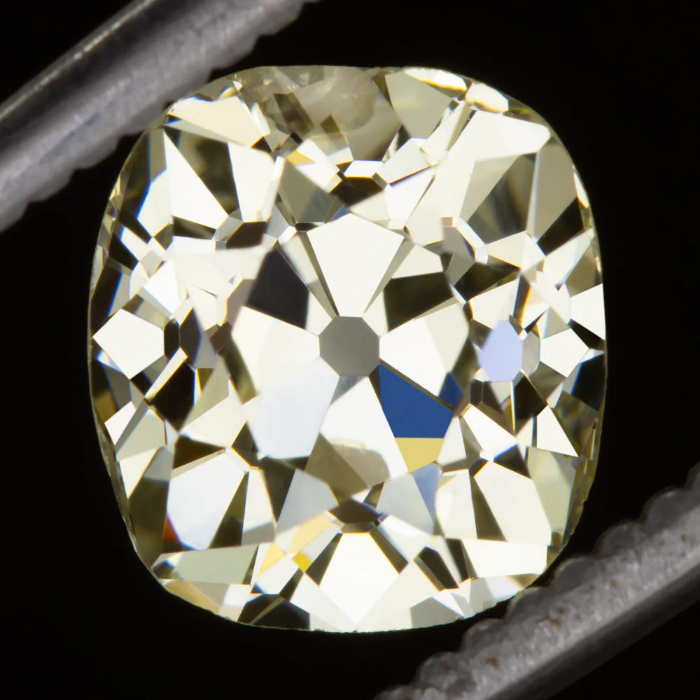 2.24ct FANCY LIGHT YELLOW SI OLD MINE CUT DIAMOND ANTIQUE CUSHION LOOSE NATURAL