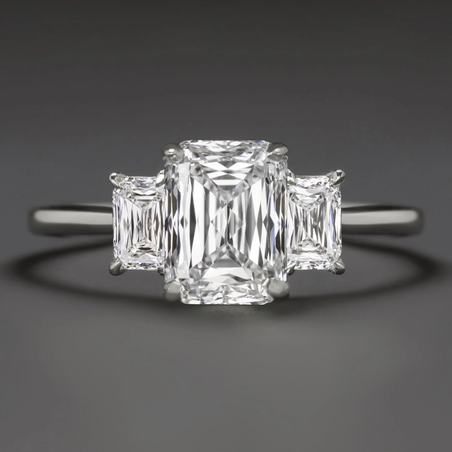 2.70ct DIAMOND ENGAGEMENT RING GIA CERTIFIED H SI1 3 STONE ASHOKA CUT NATURAL