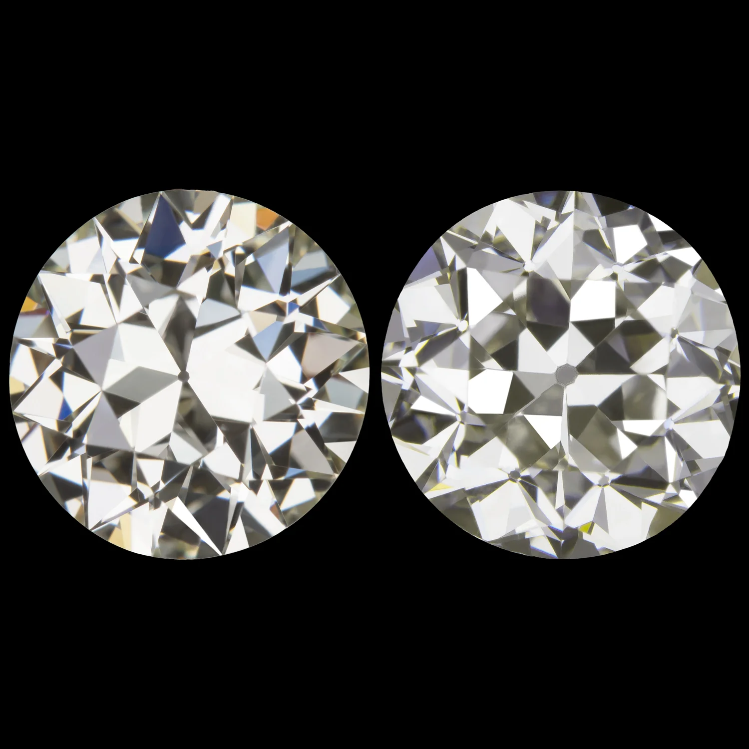 2.45ct OLD EUROPEAN CUT DIAMOND STUD EARRINGS GIA CERTIFIED O-P VS VINTAGE PAIR