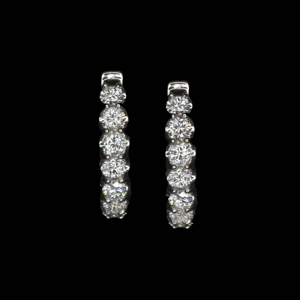 2.60ct NATURAL DIAMOND HUGGIE HOOP EARRINGS 16mm IN & OUT 14k WHITE GOLD ROUND - Image 3