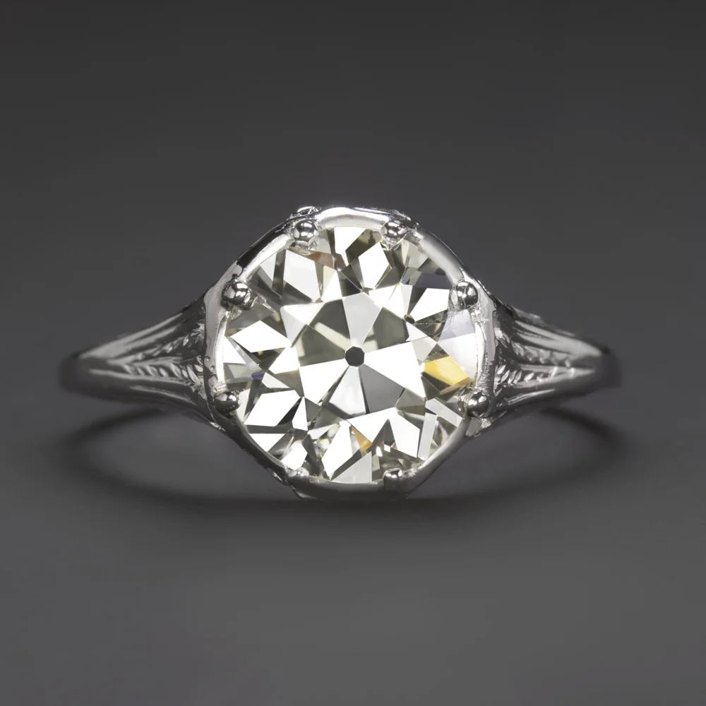 2.64ct OLD EUROPEAN CUT DIAMOND ENGAGEMENT RING CERTIFIED VS2 VINTAGE 18k 2.5ct