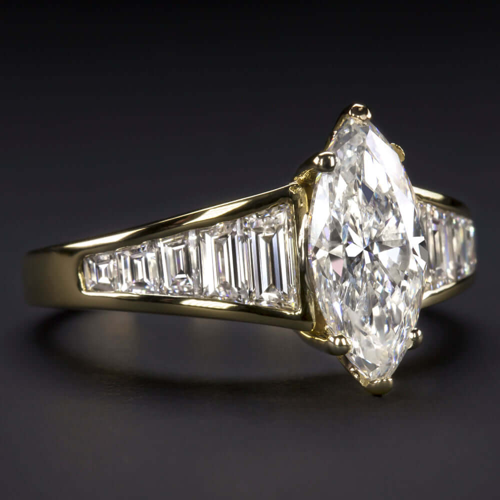 2.70ct CERTIFIED G SI2 MARQUISE CUT DIAMOND ENGAGEMENT RING 18k YELLOW GOLD 1.75 - Image 2