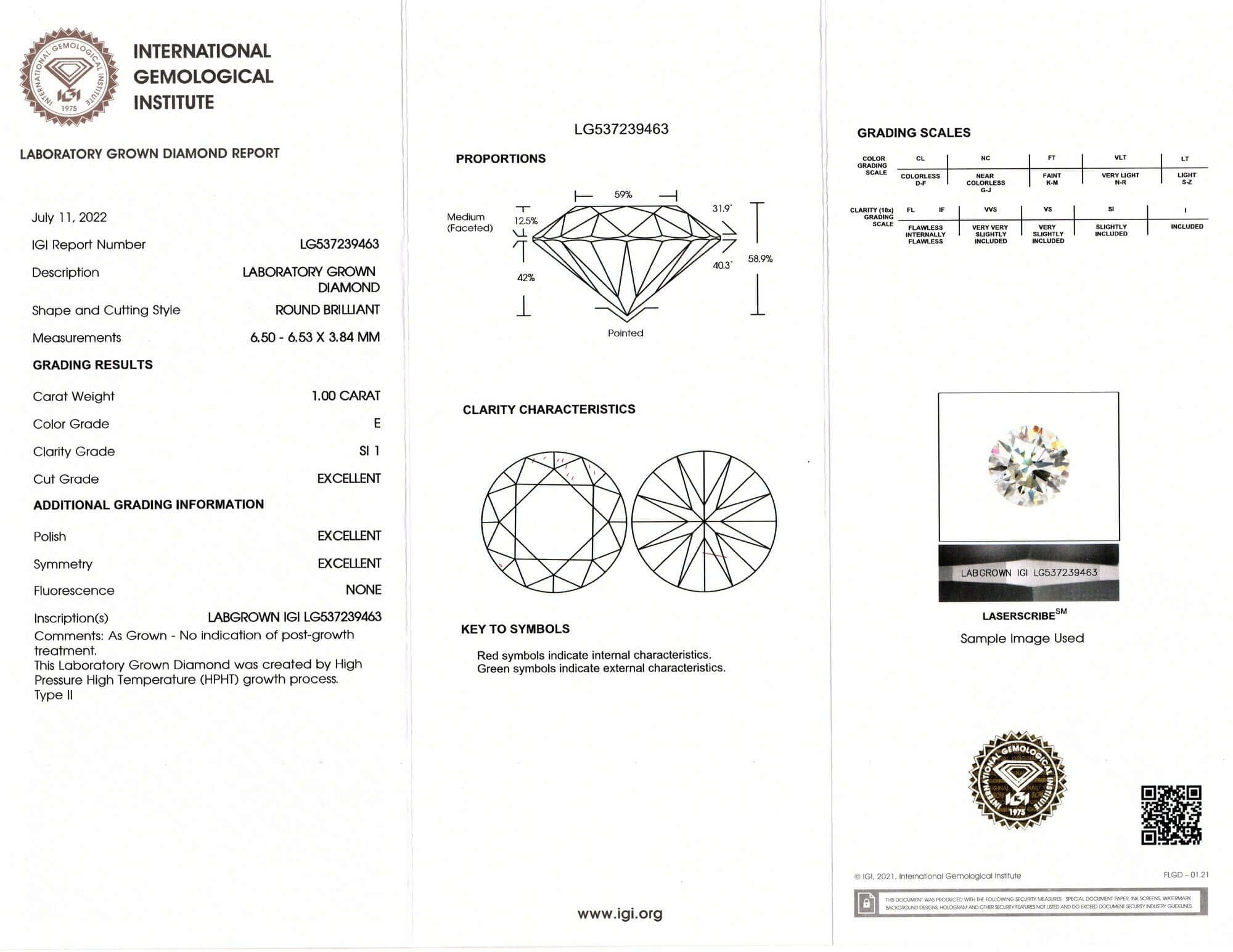 2 CARAT LAB CREATED DIAMOND STUD EARRINGS CERTIFIED D SI1 EXCELLENT ROUND PAIR - Image 3