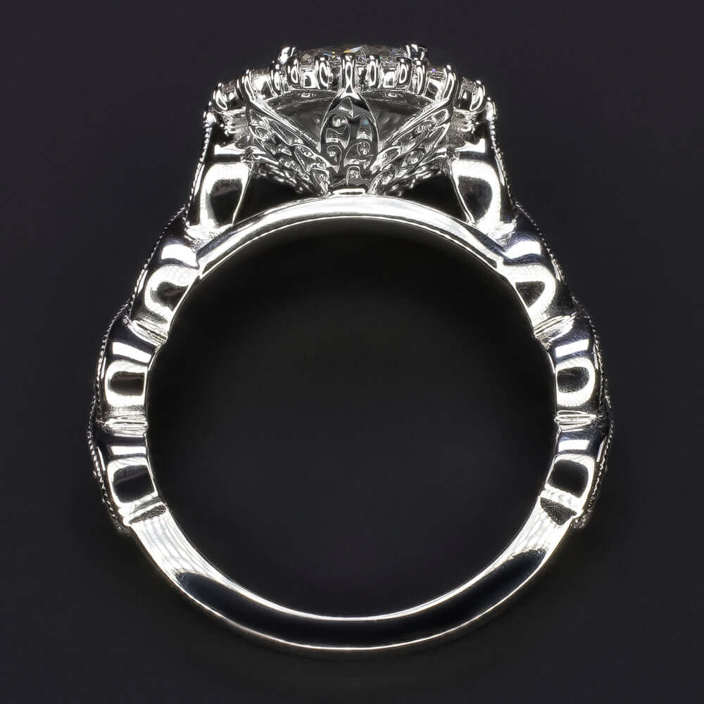 2 CARAT MOISSANITE NATURAL DIAMOND ENGAGEMENT RING WHITE GOLD HALO ROUND CUT 2ct - Image 3