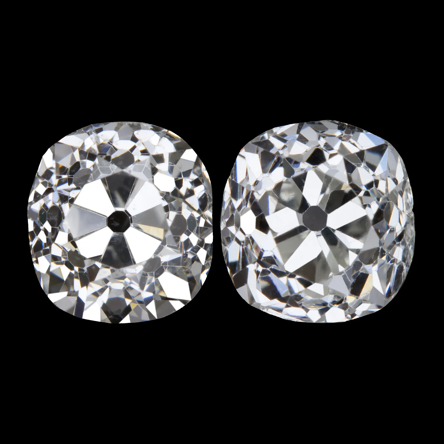 2 CARAT OLD MINE CUT DIAMOND STUD EARRINGS ANTIQUE PAIR G-H SI1-SI2 NATURAL 2ct