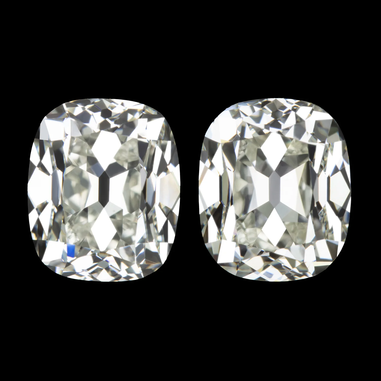 2 CARAT OLD MINE CUT DIAMOND STUD EARRINGS GIA CERTIFIED K VS1 CUSHION BRILLIANT