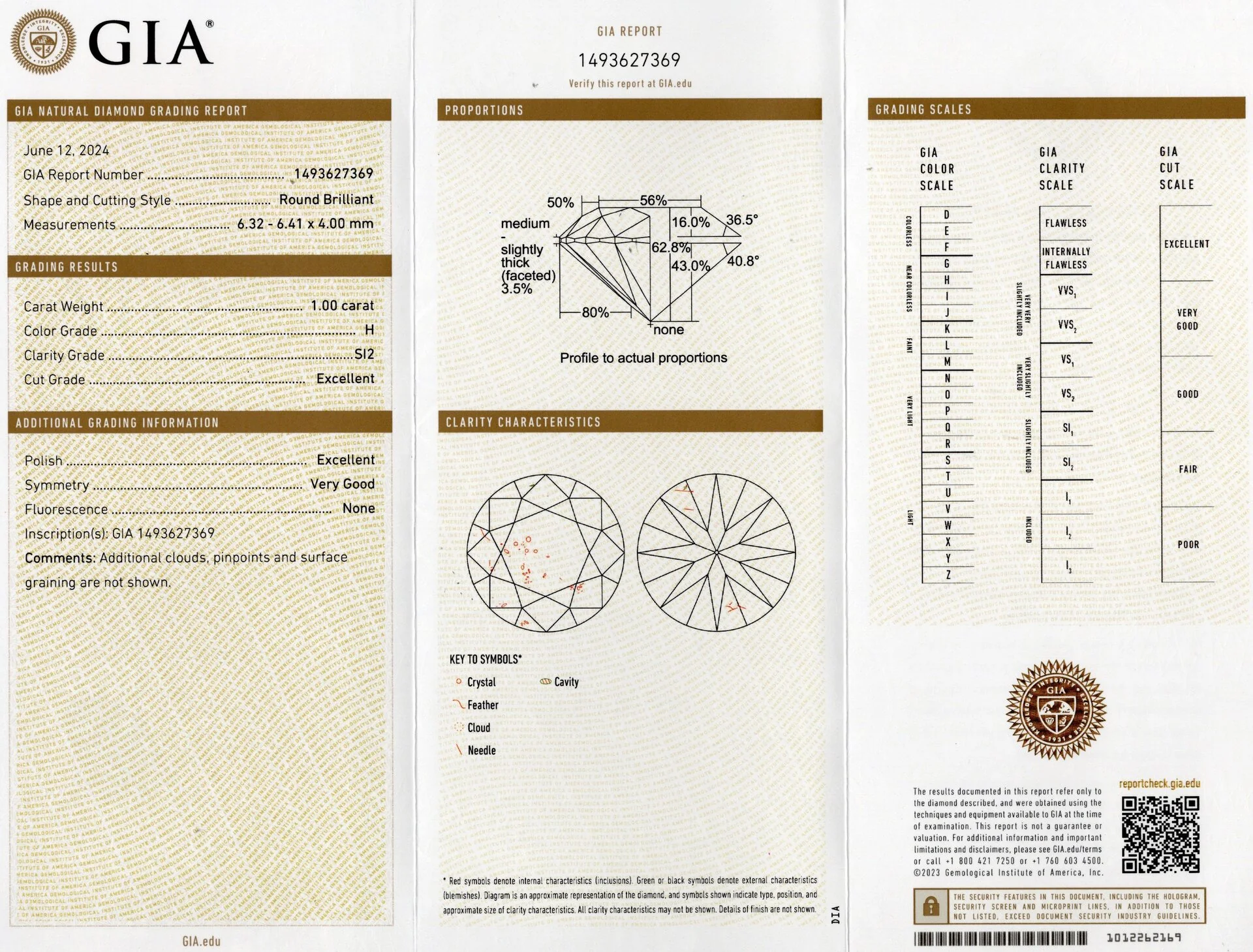 2ct GIA CERTIFIED DIAMOND STUD EARRINGS EXCELLENT ROUND CUT H SI2 NATURAL PAIR - Image 3