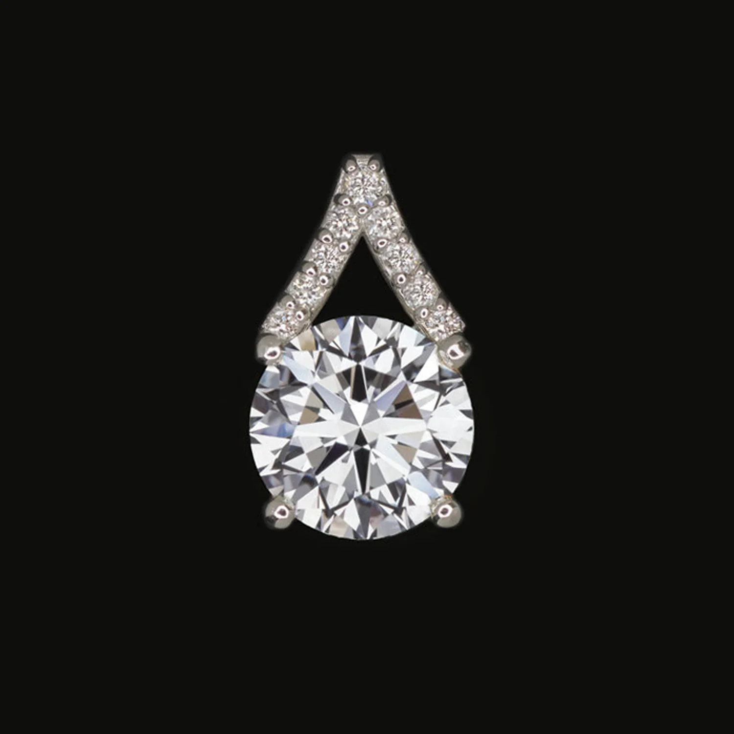 2ct LAB CREATED DIAMOND PENDANT NECKLACE CERTIFIED IDEAL ROUND CUT WHITE GOLD