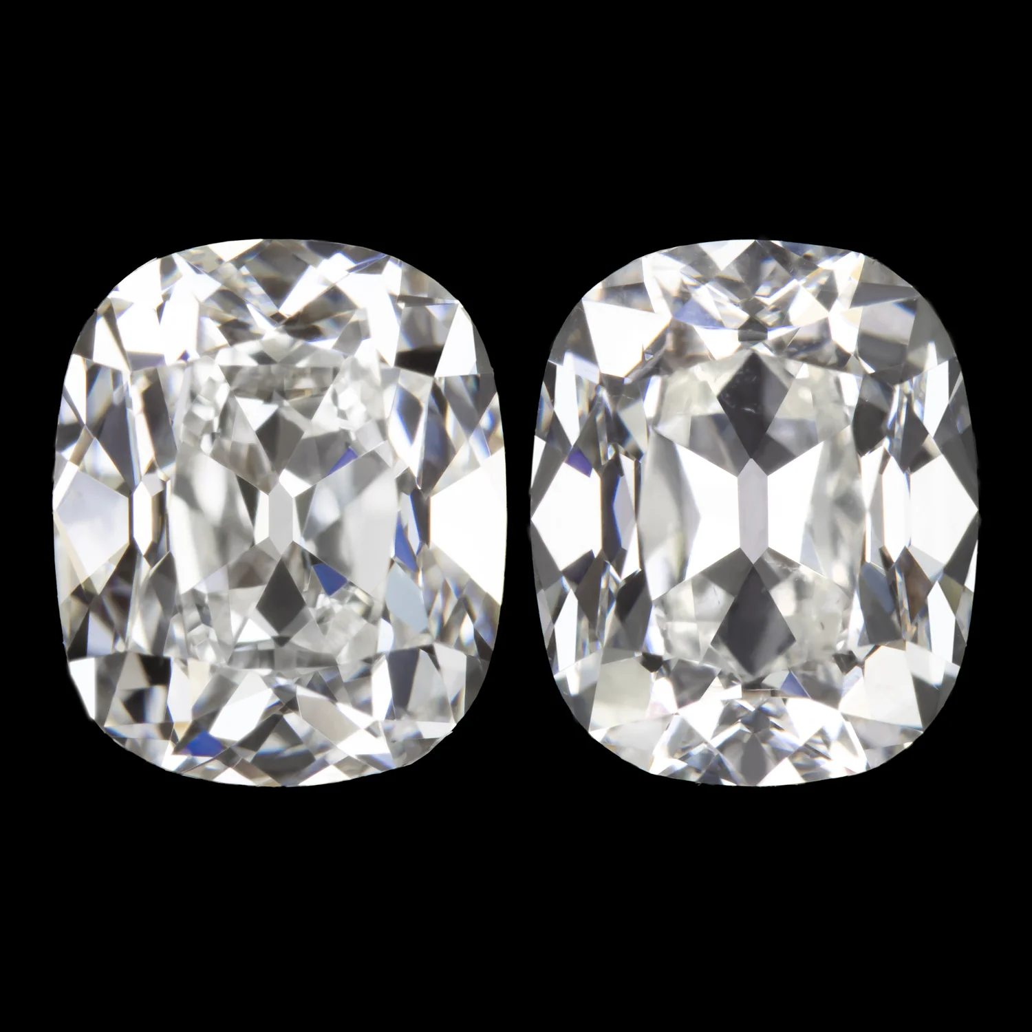 2ct OLD MINE CUT DIAMOND STUD EARRINGS GIA CERTIFIED G SI1-SI2 CUSHION BRILLIANT