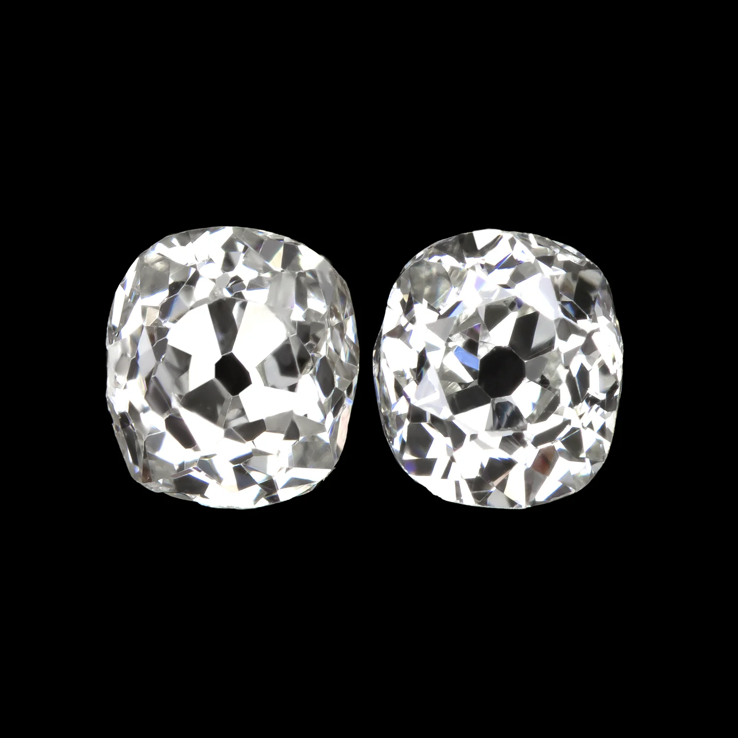 3/4 CARAT OLD MINE CUT DIAMOND STUD EARRINGS G-H VS2 ANTIQUE PAIR LOOSE NATURAL