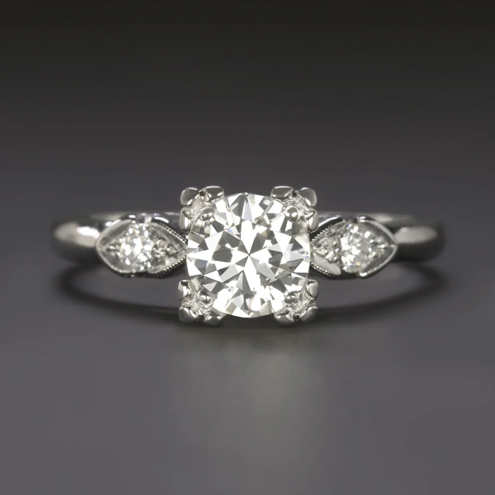 3/4 CARAT VINTAGE DIAMOND ENGAGEMENT RING F-G VS1 OLD TRANSITIONAL CUT PLATINUM