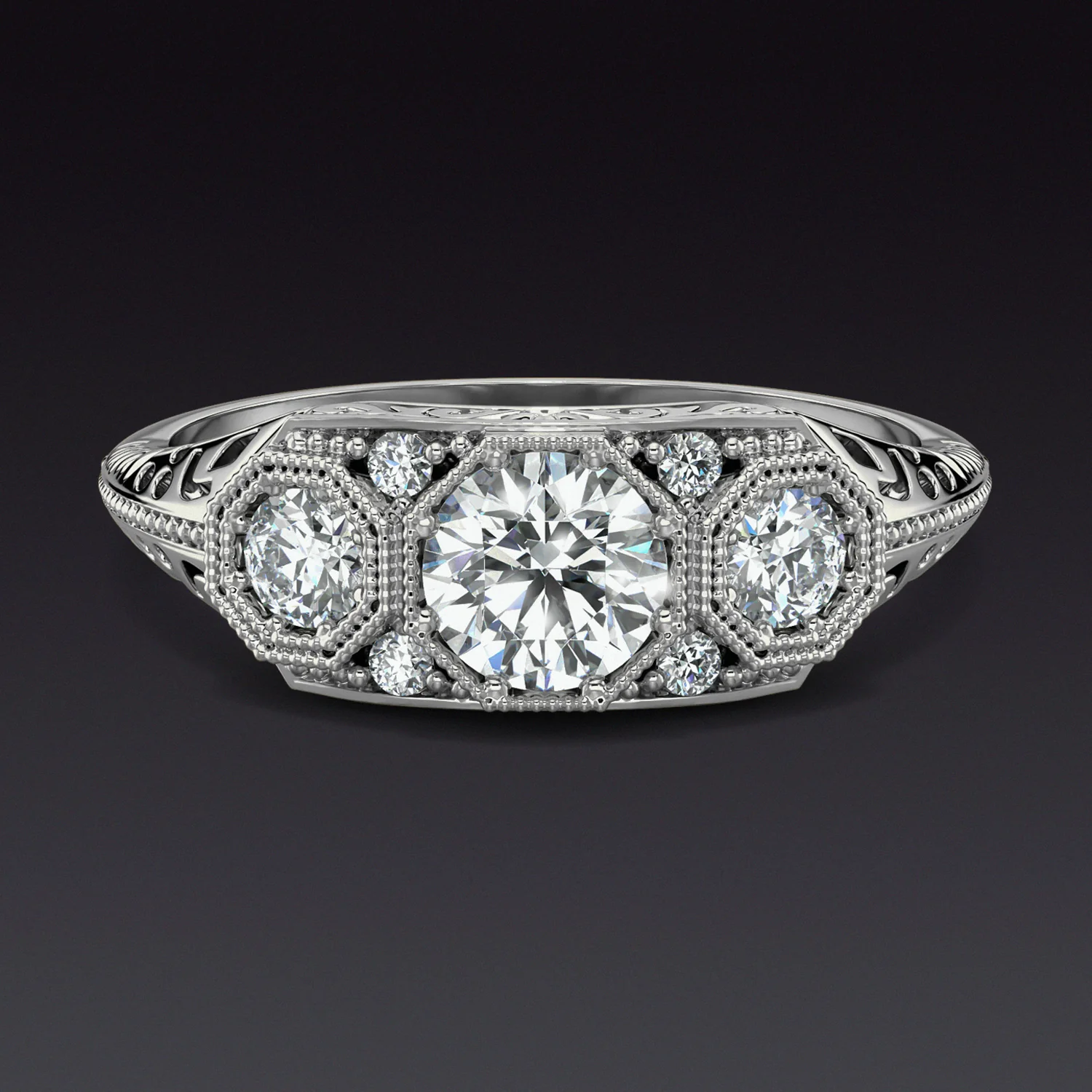 3/4ct GIA CERTIFIED DIAMOND VINTAGE STYLE ENGAGEMENT RING VERY GOOD ROUND CUT - Image 4