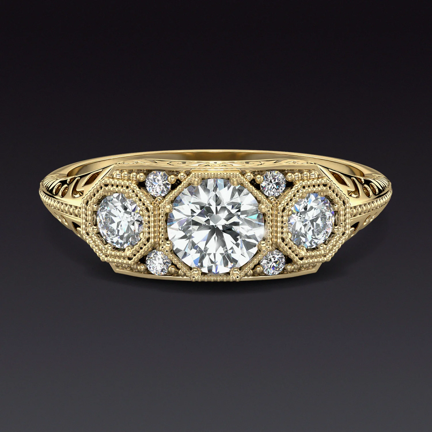 3/4ct GIA CERTIFIED DIAMOND VINTAGE STYLE ENGAGEMENT RING VERY GOOD ROUND CUT - Image 5
