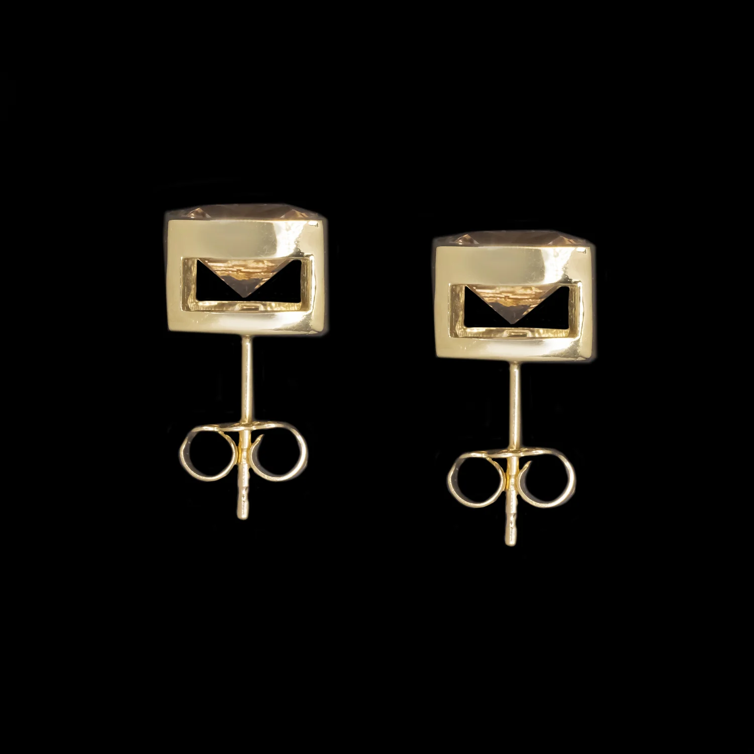 3.70ct MORGANITE STUD EARRINGS 10k GOLD BEZEL NATURAL CUSHION SHAPE CUT 8mm - Image 2