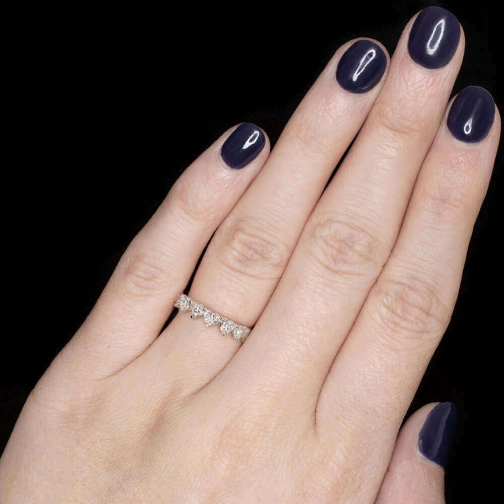 3 CARAT HEART SHAPE DIAMOND WEDDING BAND ETERNITY RING WHITE GOLD STACKING 3ct - Image 2