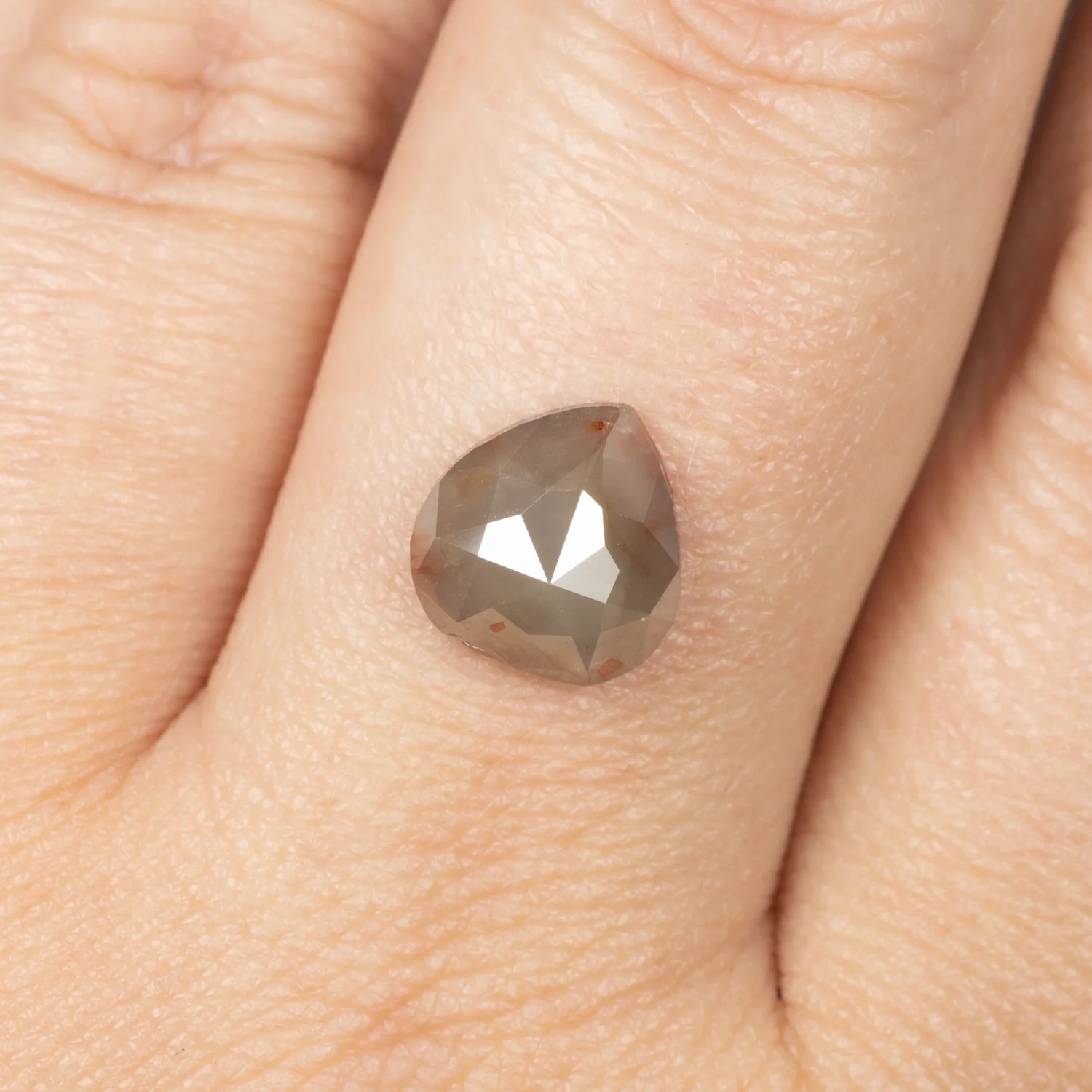 3 CARAT NATURAL DIAMOND PEAR SHAPE ROSE CUT RUSTIC RED TEARDROP SALT AND PEPPER - Image 2