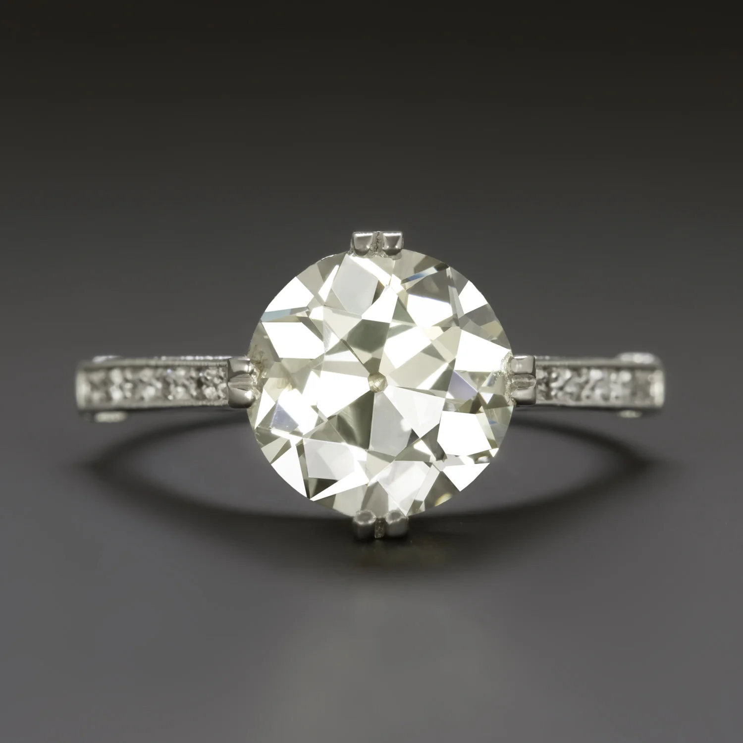 3 CARAT OLD EUROPEAN CUT DIAMOND ENGAGEMENT RING CERTIFIED VINTAGE STYLE 14k