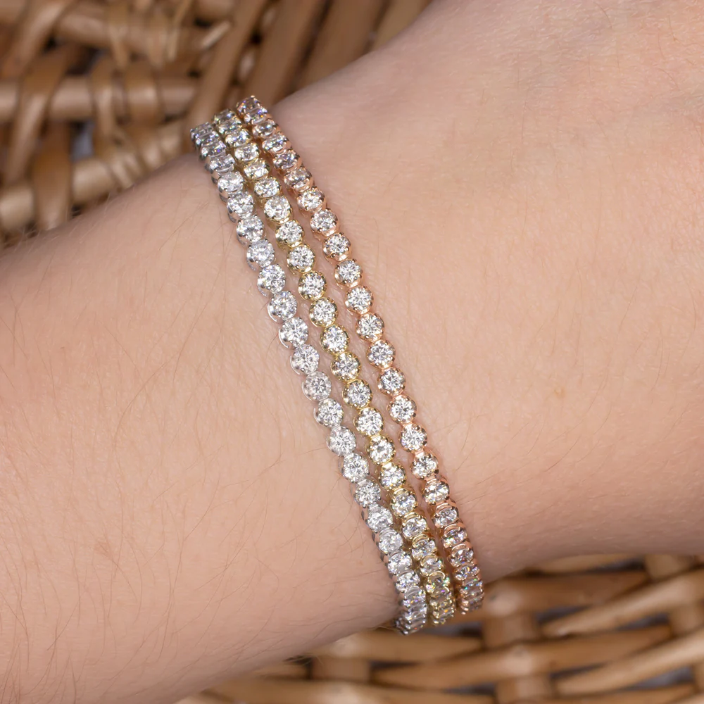 3 CARAT VERY GOOD CUT DIAMOND TENNIS BRACELET ROSE GOLD ROUND BRILLIANT CLASSIC - Image 2