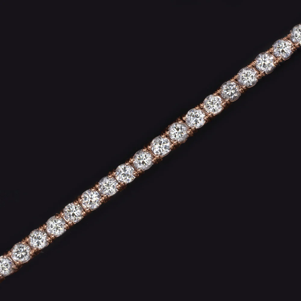 3ct VERY GOOD CUT DIAMOND TENNIS BRACELET 14K ROSE GOLD ROUND BRILLIANT NATURAL