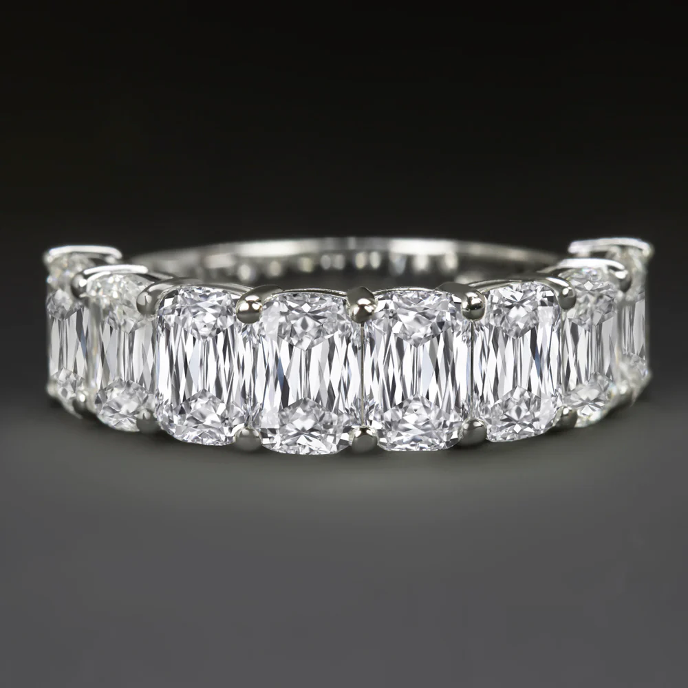 4.30ct CRISS CUT LAB CREATED DIAMOND RING 8 STONE BAND 10k WHITE GOLD ASHOKA