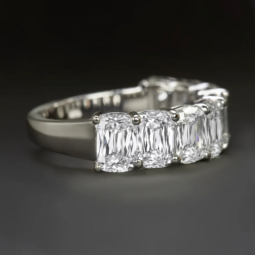 4.30ct CRISS CUT LAB CREATED DIAMOND RING 8 STONE BAND 10k WHITE GOLD ASHOKA - Image 2