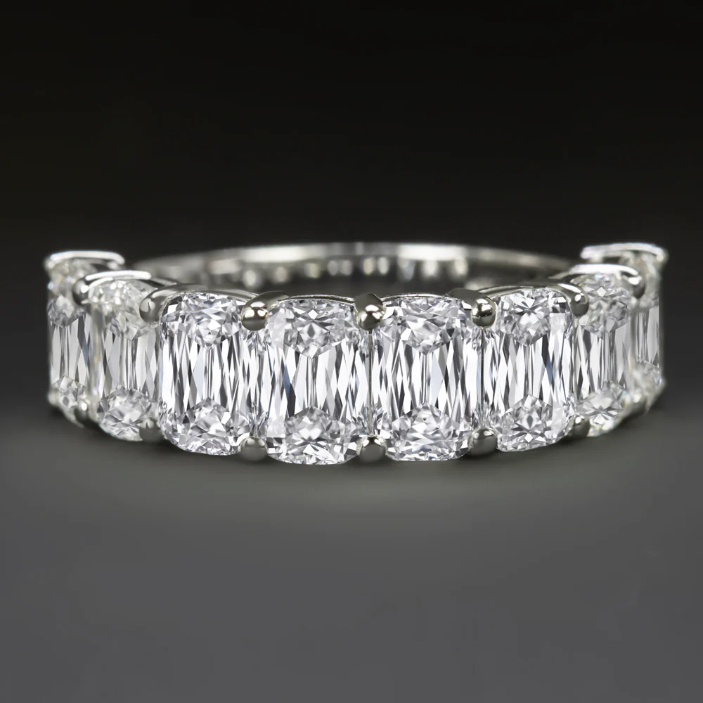 4.30ct CRISS CUT LAB CREATED DIAMOND RING 8 STONE BAND 14k WHITE GOLD ASHOKA