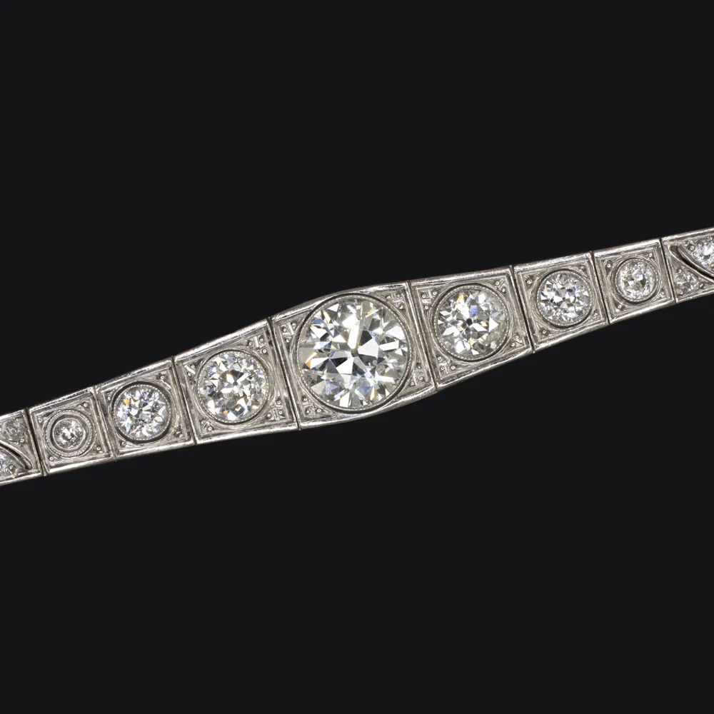 4.92ct VINTAGE DIAMOND BRACELET CERTIFIED F-G SI1 OLD EUROPEAN CUT GRADUATED 5ct - Image 2