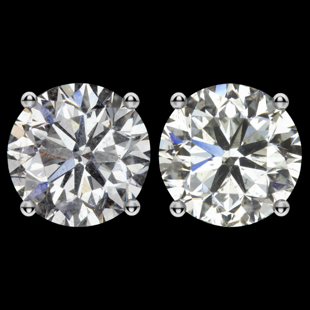 4 CARAT EXCELLENT CUT G-H SI DIAMOND STUD EARRINGS CLEAN ROUND NATURAL PAIR 4ct