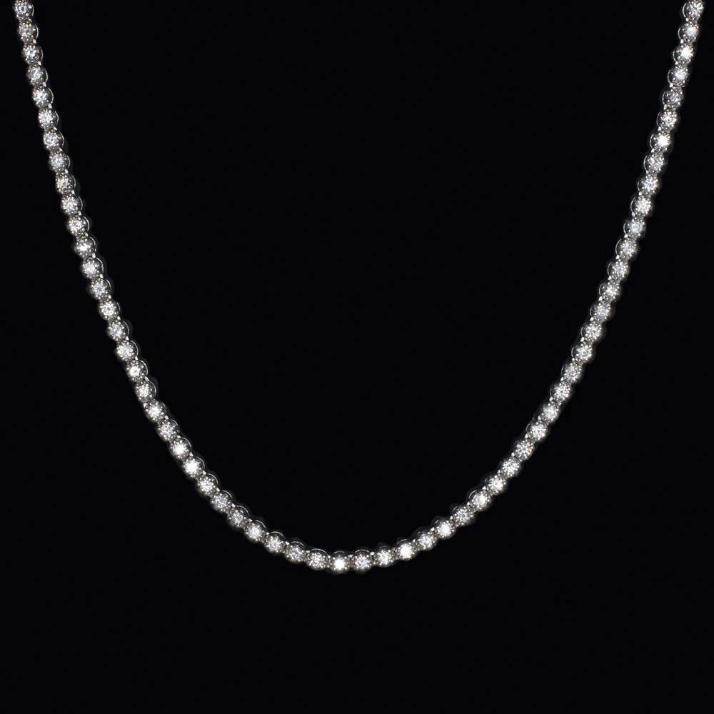 3.5 CARAT NATURAL DIAMOND RIVIERA NECKLACE 14K WHITE GOLD ROUND CUT TENNIS 3.5ct - Image 2