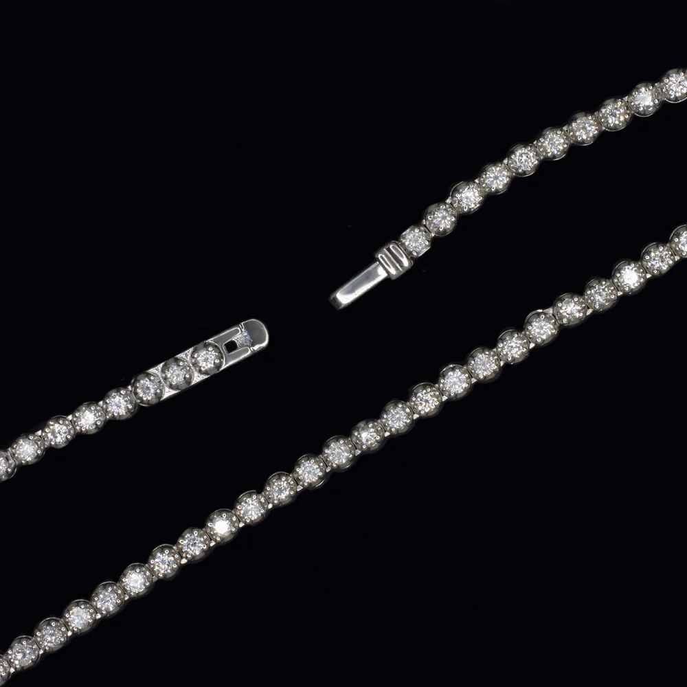 3.5 CARAT NATURAL DIAMOND RIVIERA NECKLACE 14K WHITE GOLD ROUND CUT TENNIS 3.5ct - Image 3