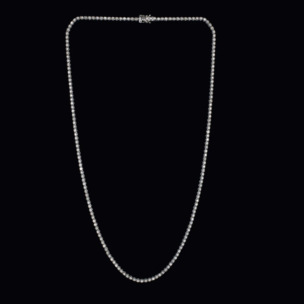 4 CARAT NATURAL DIAMOND RIVIERA NECKLACE 14K WHITE GOLD ROUND CUT TENNIS 4ct