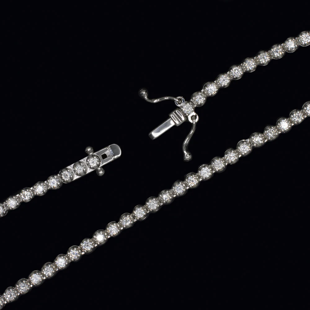 4 CARAT NATURAL DIAMOND RIVIERA NECKLACE 14K WHITE GOLD ROUND CUT TENNIS 4ct - Image 3