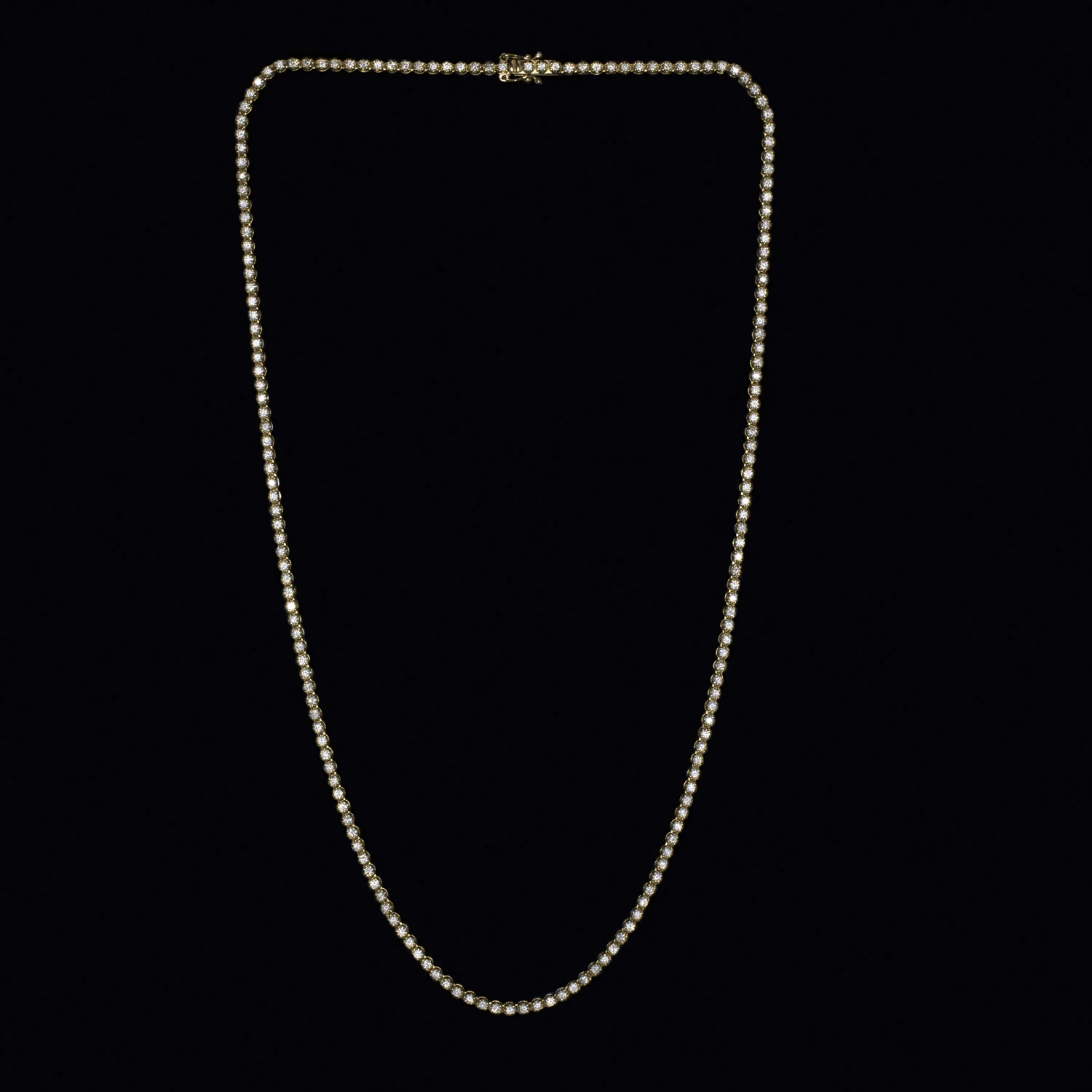 4 CARAT NATURAL DIAMOND RIVIERA NECKLACE 14K YELLOW GOLD ROUND CUT TENNIS 4ct